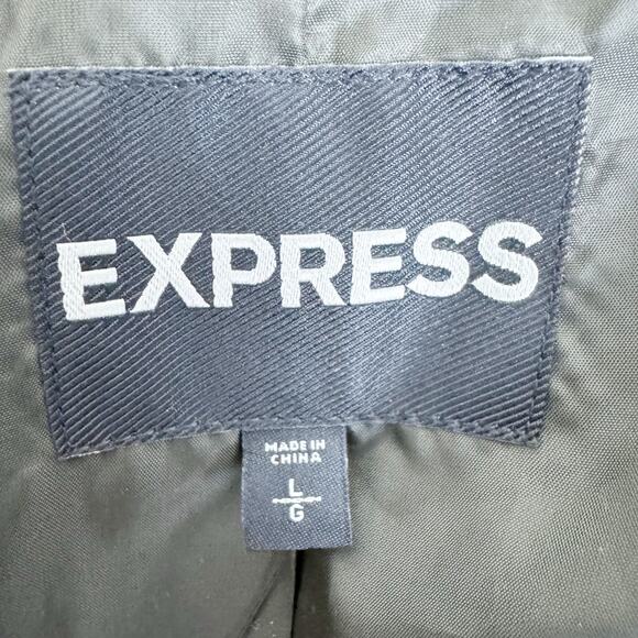 NWOT Express Military Double Breasted Pea Coat Jacket Olive Green Red Large - Picture 6 of 8